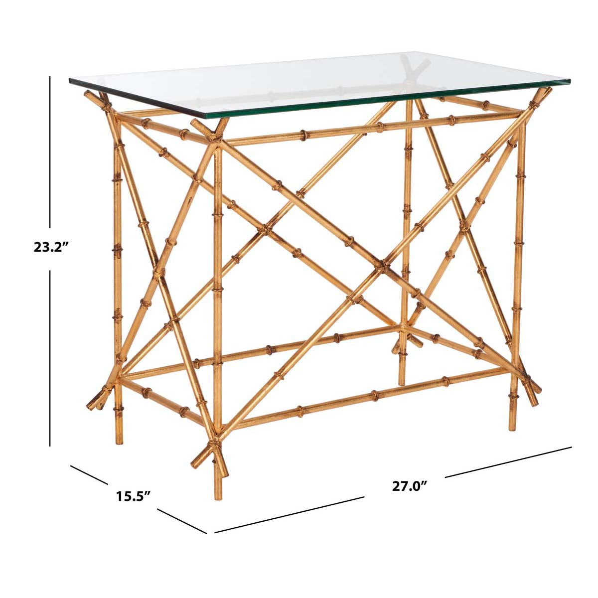Safavieh Mark Crisscrossed Gold Accent Table , FOX2511 - Gold/Clear Glass