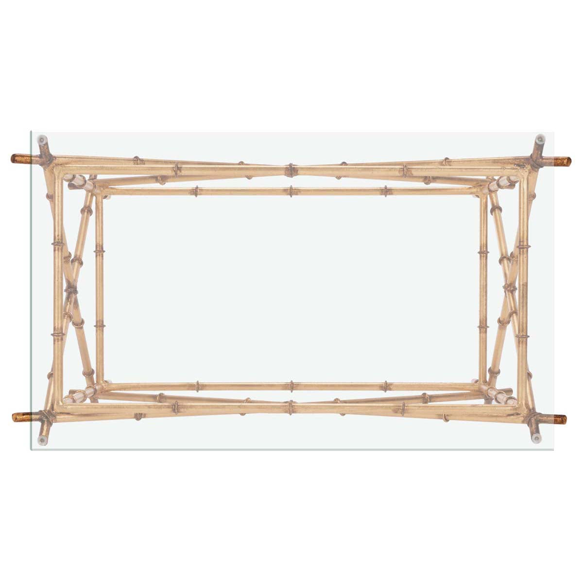 Safavieh Mark Crisscrossed Gold Accent Table , FOX2511 - Gold/Clear Glass