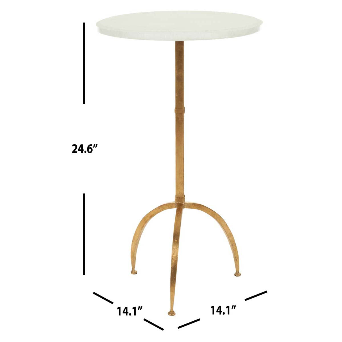 Safavieh Myrna Round Top Gold Leaf Accent Table , FOX2516 - Gold/White Granite
