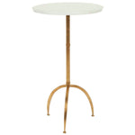 Safavieh Myrna Round Top Gold Leaf Accent Table , FOX2516 - Gold/White Granite