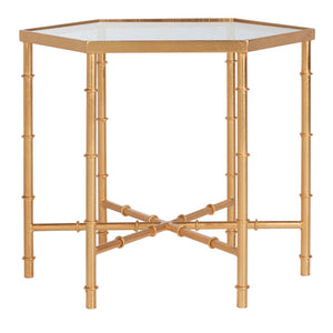 Safavieh Kerri Gold Leaf Mirror Top Accent Table , FOX2517