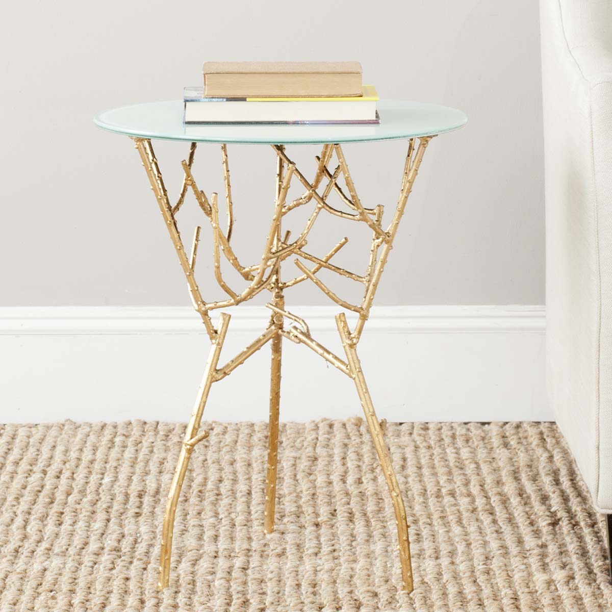 Safavieh Tara Branched Glass Top Gold Accent Table , FOX2520