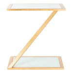 Safavieh Andrea Glass Top Gold Accent Table , FOX2521 - Gold/White Glass