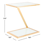 Safavieh Andrea Glass Top Gold Accent Table , FOX2521 - Gold/White Glass