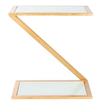 Safavieh Andrea Glass Top Gold Accent Table , FOX2521 - Gold/White Glass