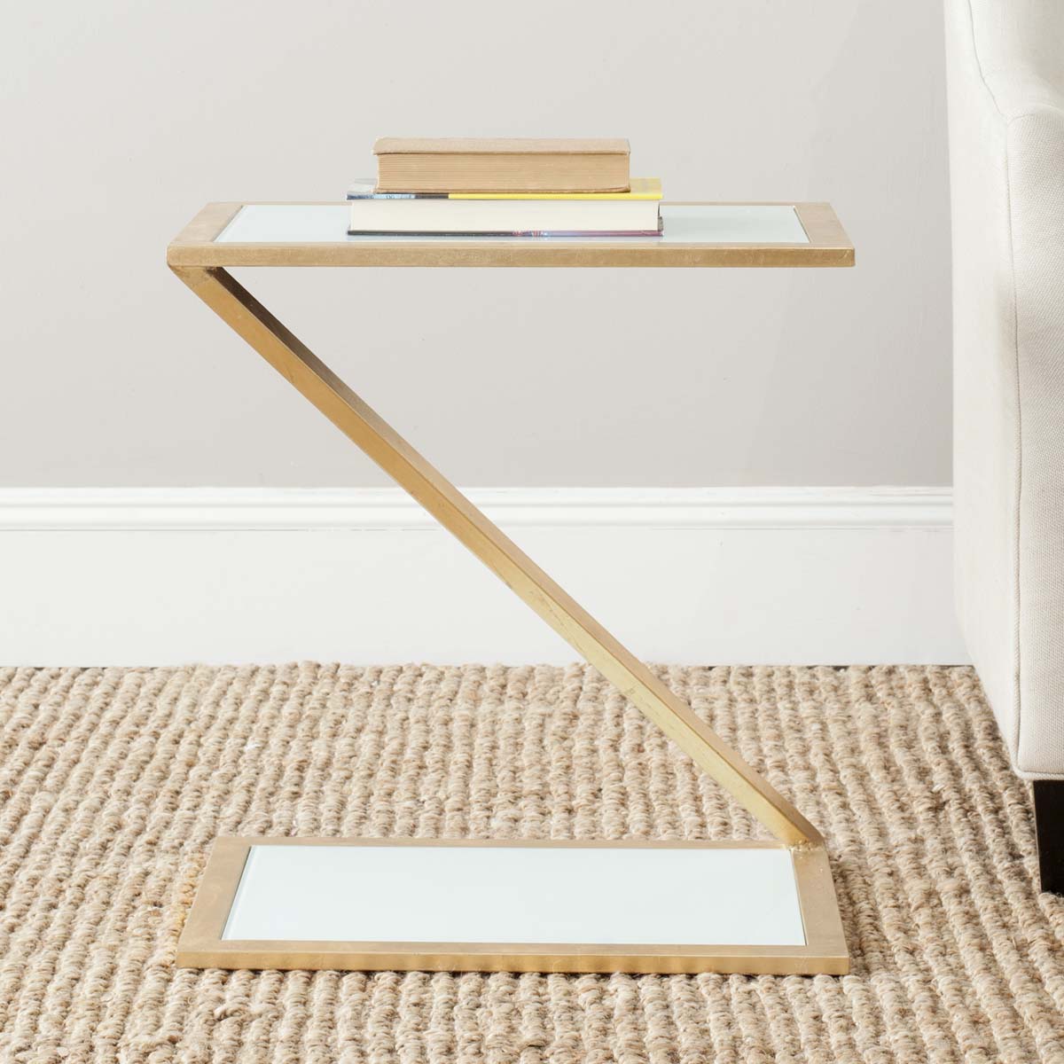 Safavieh Andrea Glass Top Gold Accent Table , FOX2521 - Gold/White Glass