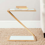 Safavieh Andrea Glass Top Gold Accent Table , FOX2521 - Gold/White Glass