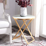 Safavieh Riona Round Top Accent Table , FOX2539 - Gold/White Glass