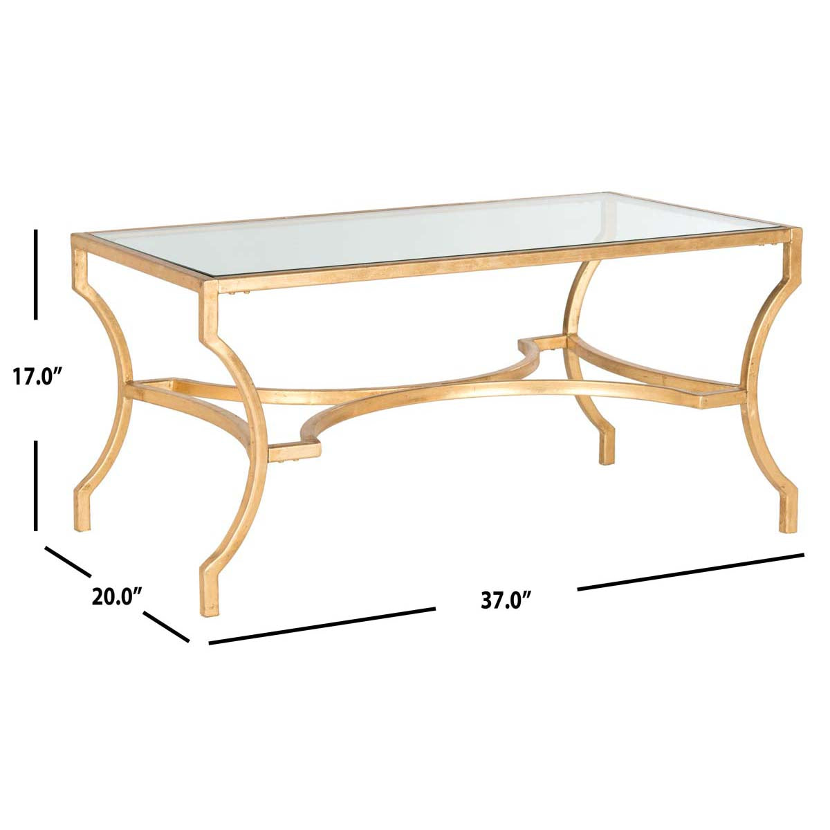 Safavieh Alphonse Coffee Table , FOX2541 - Gold/Glass