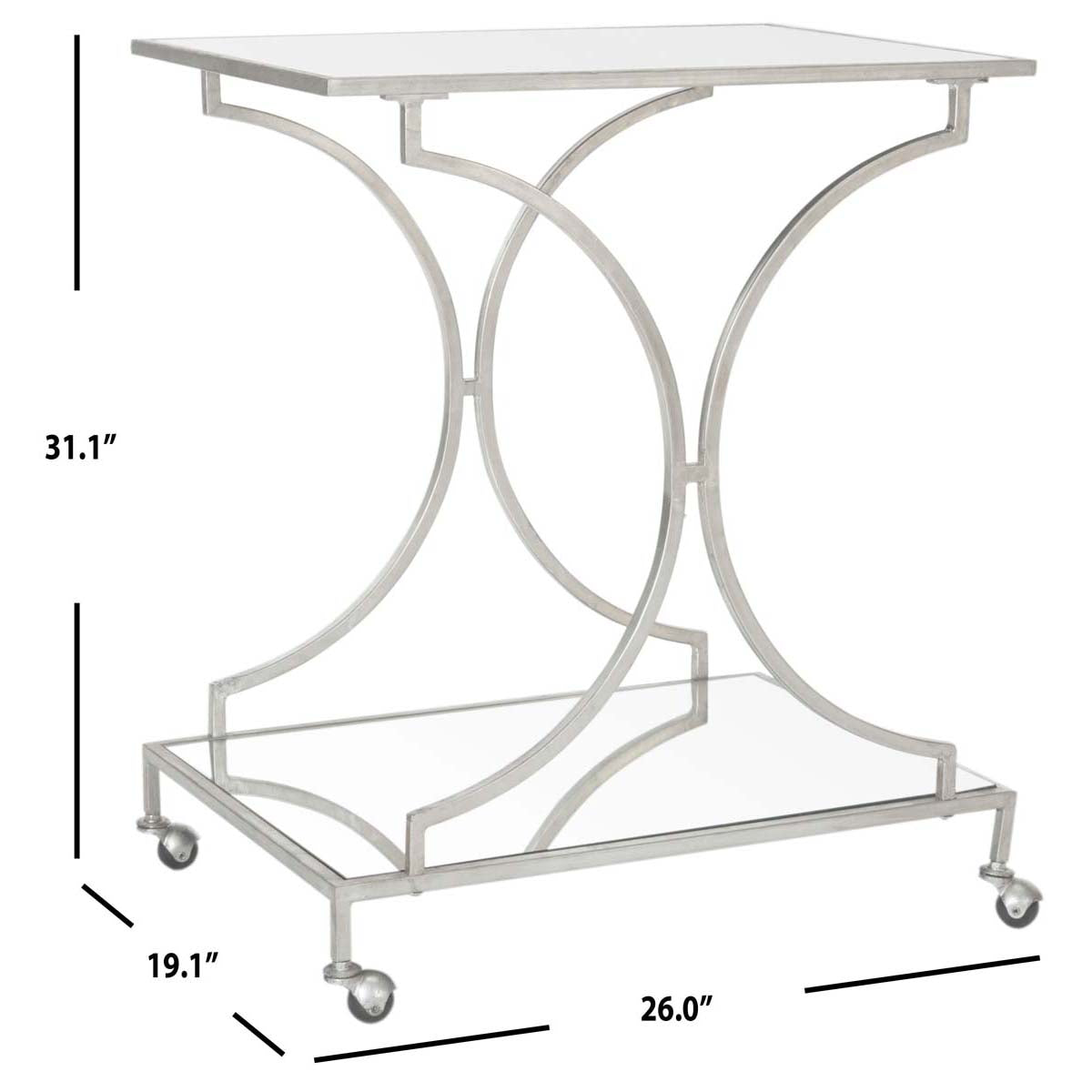 Safavieh Ignatius Bar Cart , FOX2555 - Silver/Mirror