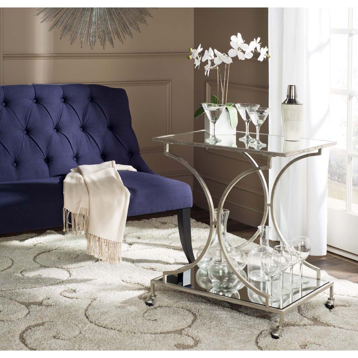 Safavieh Ignatius Bar Cart , FOX2555 - Silver/Mirror