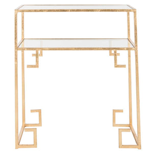 Safavieh Berdine Glass Top Greek Key Table , FOX2560