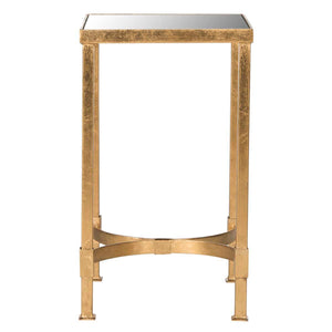 Safavieh Halyn Gold Leaf Mirror Top End Table , FOX2567