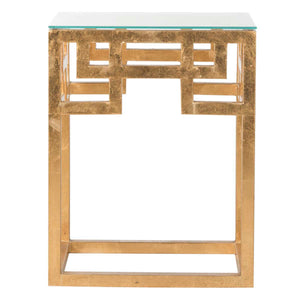 Safavieh Byram Greek Key Glass Top End Table , FOX2574