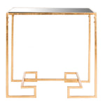 Safavieh Seamus Gold Leaf Greek Key Accent Table , FOX2583 - Gold/Mirror