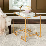 Safavieh Seamus Gold Leaf Greek Key Accent Table , FOX2583 - Gold/Mirror