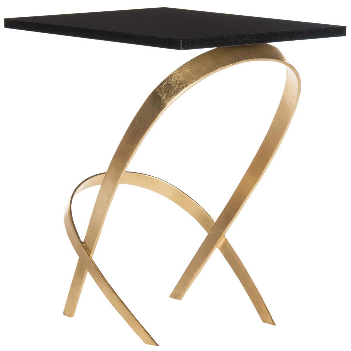 Safavieh Dovie Gold Leaf Glass Top Side Table , FOX2597 - Gold/Black