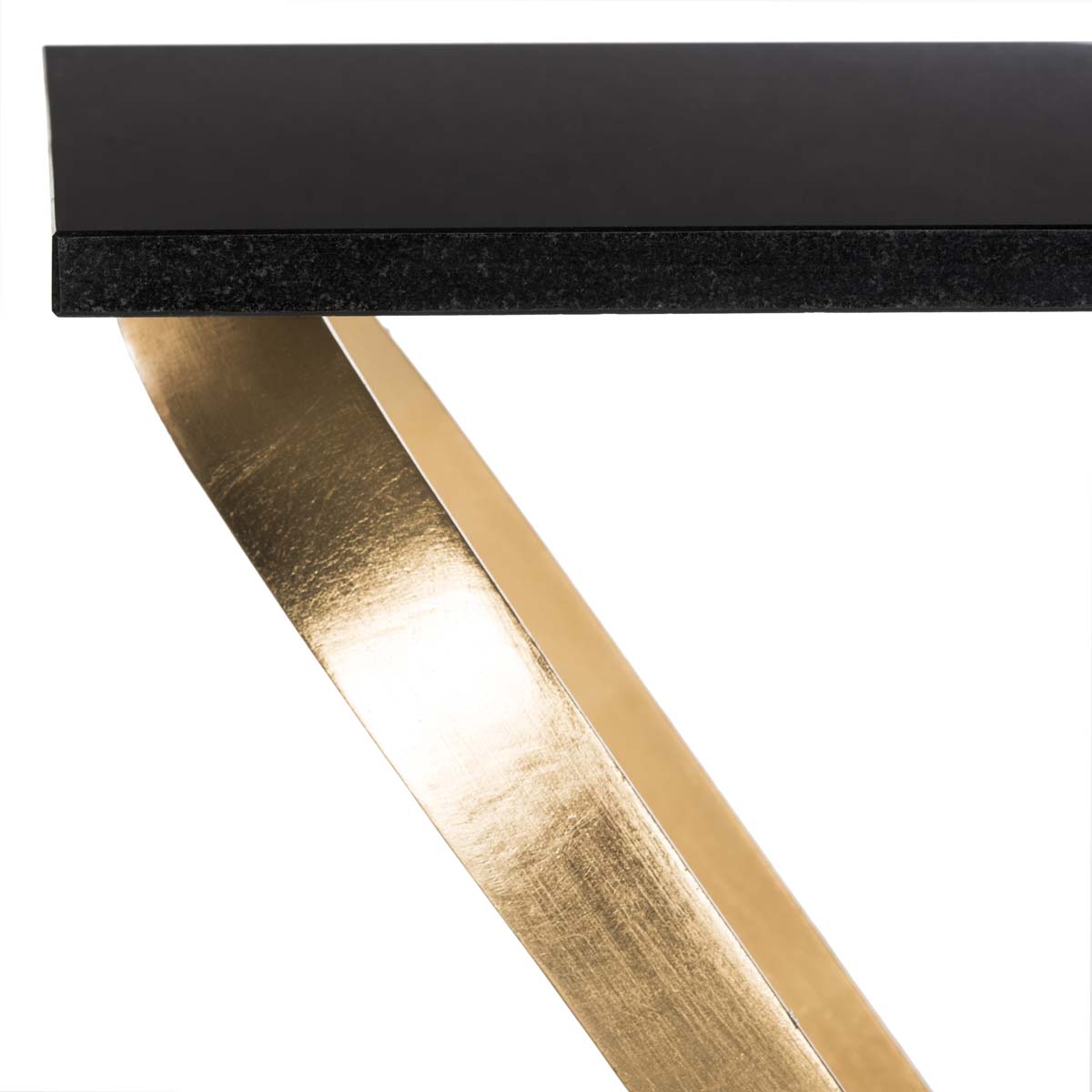 Safavieh Dovie Gold Leaf Glass Top Side Table , FOX2597 - Gold/Black