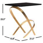 Safavieh Dovie Gold Leaf Glass Top Side Table , FOX2597 - Gold/Black