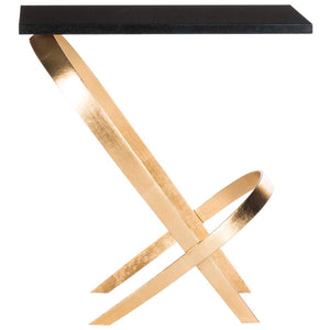 Safavieh Dovie Gold Leaf Glass Top Side Table , FOX2597