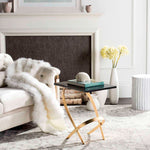 Safavieh Dovie Gold Leaf Glass Top Side Table , FOX2597 - Gold/Black