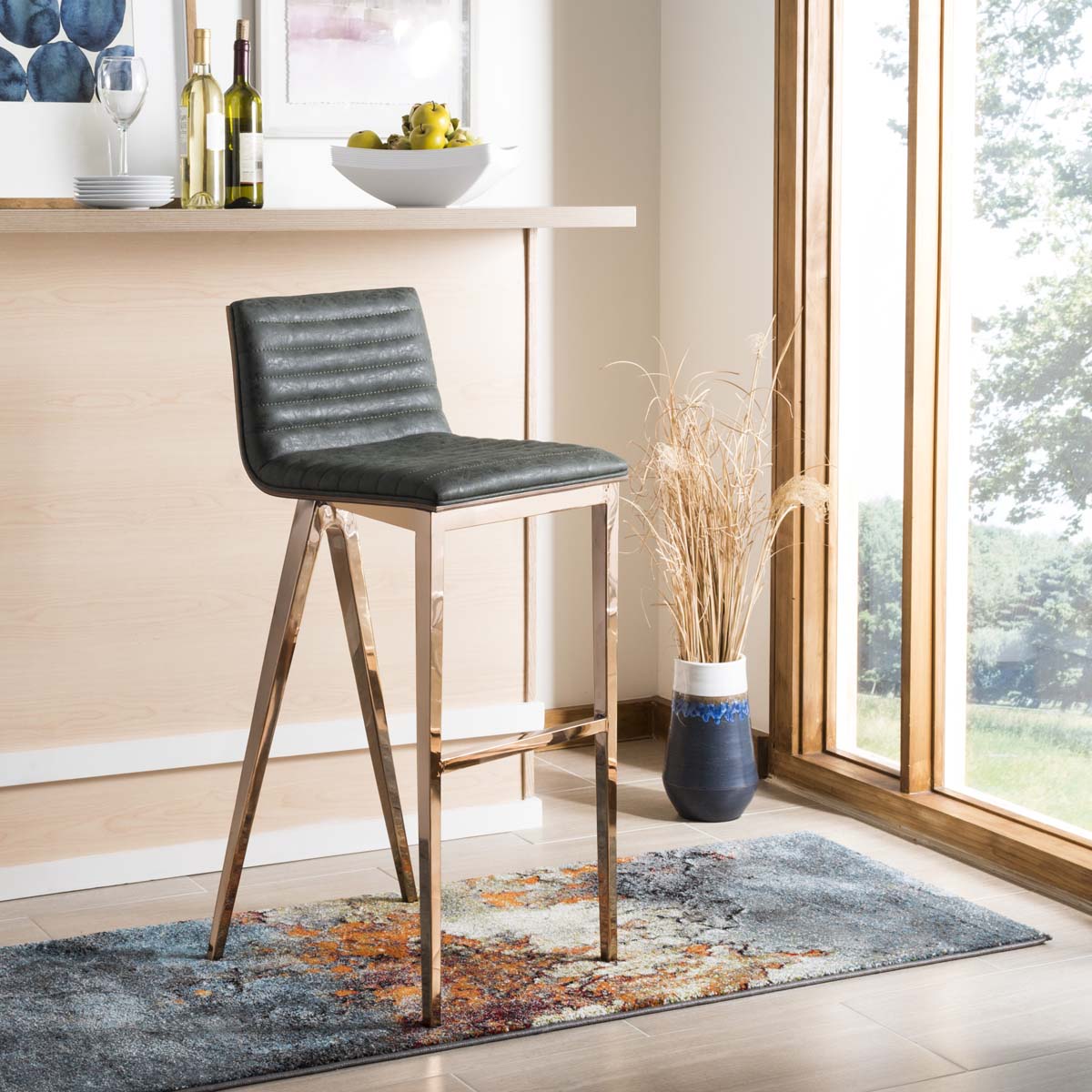 Safavieh Mckay Bar Stool , FOX3016 - Ash Green/Copper