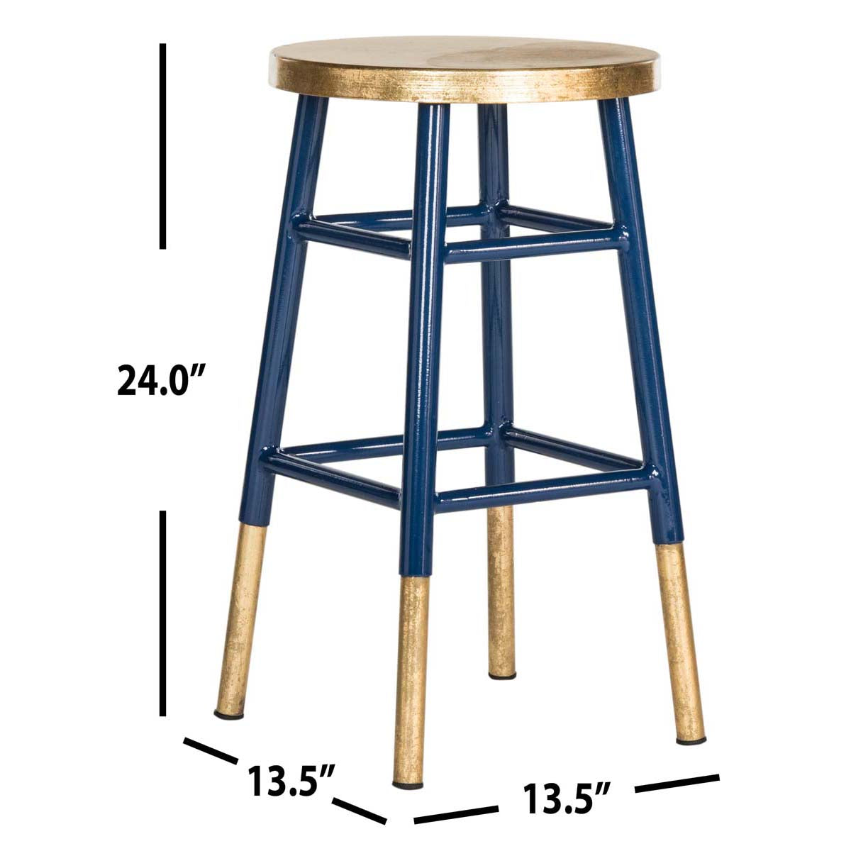 Safavieh Emery Dipped Gold Leaf Counter Stool , FOX3231 - Navy/Gold