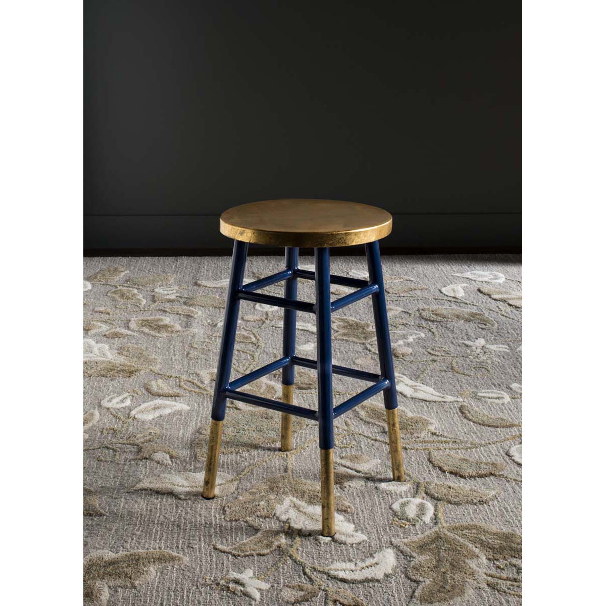 Safavieh Emery Dipped Gold Leaf Counter Stool , FOX3231 - Navy/Gold