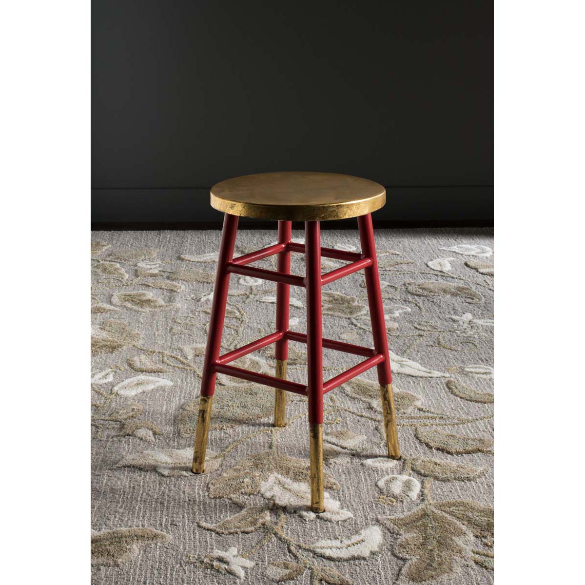 Safavieh Emery Dipped Gold Leaf Counter Stool , FOX3231 - Red/Gold