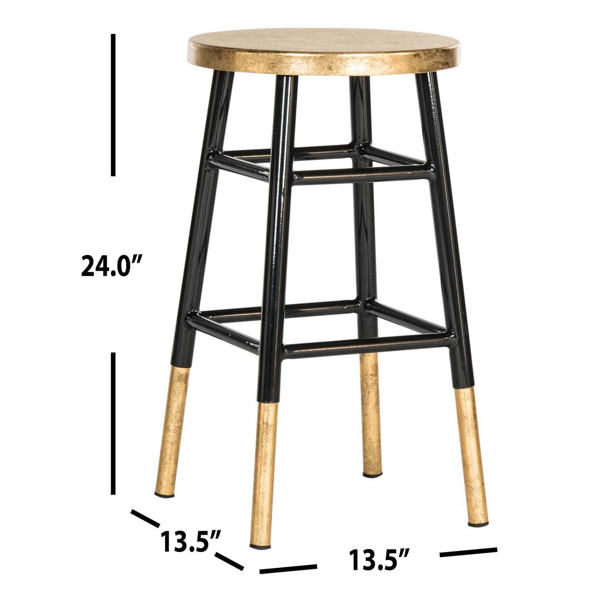 Safavieh Emery Dipped Gold Leaf Counter Stool , FOX3231 - Black/Gold