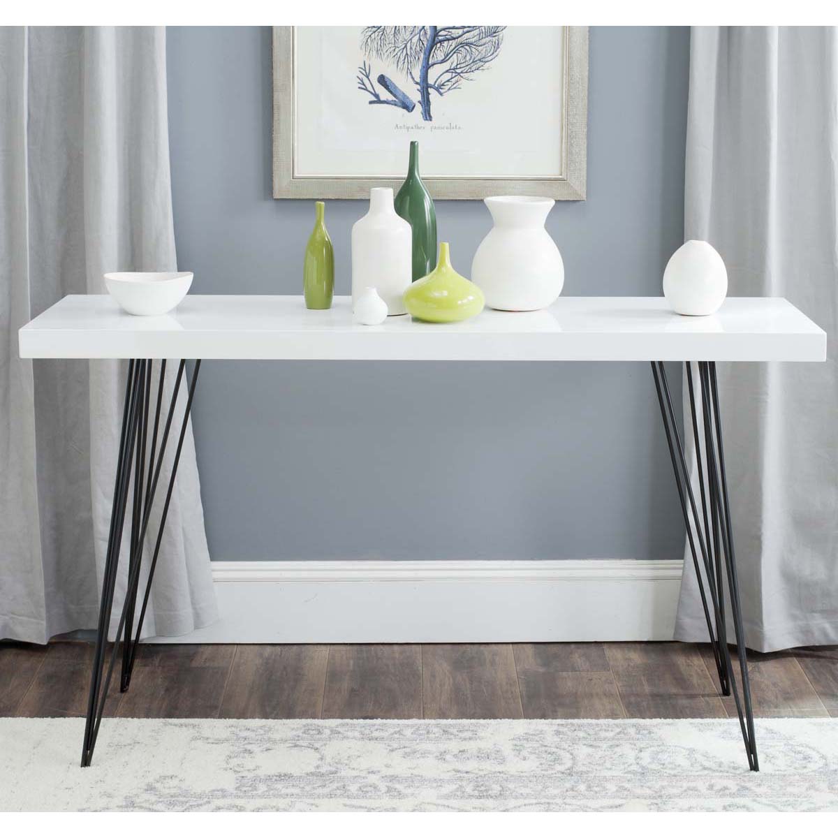Safavieh Wolcott Retro Mid Century Lacquer Console , FOX4208 - White/Black