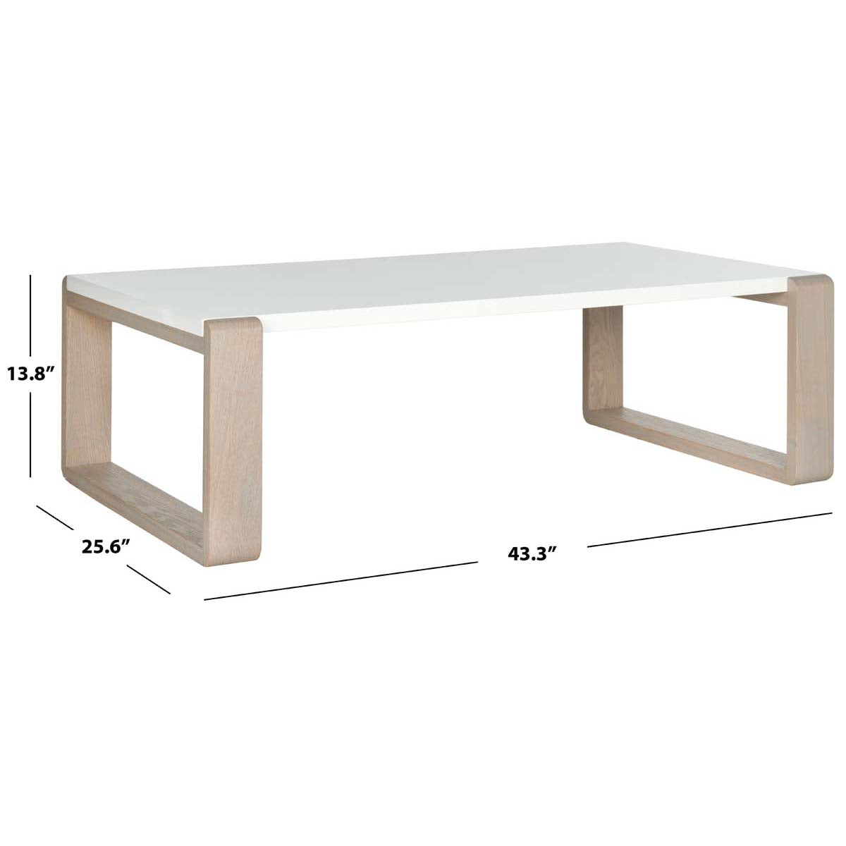 Safavieh Bartholomew Mid Century Scandinavian Lacquer Coffee Table , FOX4210 - White/Grey