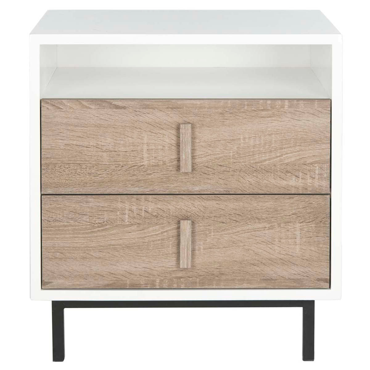 Safavieh Kefton Mid Century Scandinavian Lacquer Two Drawer Cabinet , FOX4219 - White/Grey