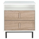 Safavieh Kefton Mid Century Scandinavian Lacquer Two Drawer Cabinet , FOX4219 - White/Grey