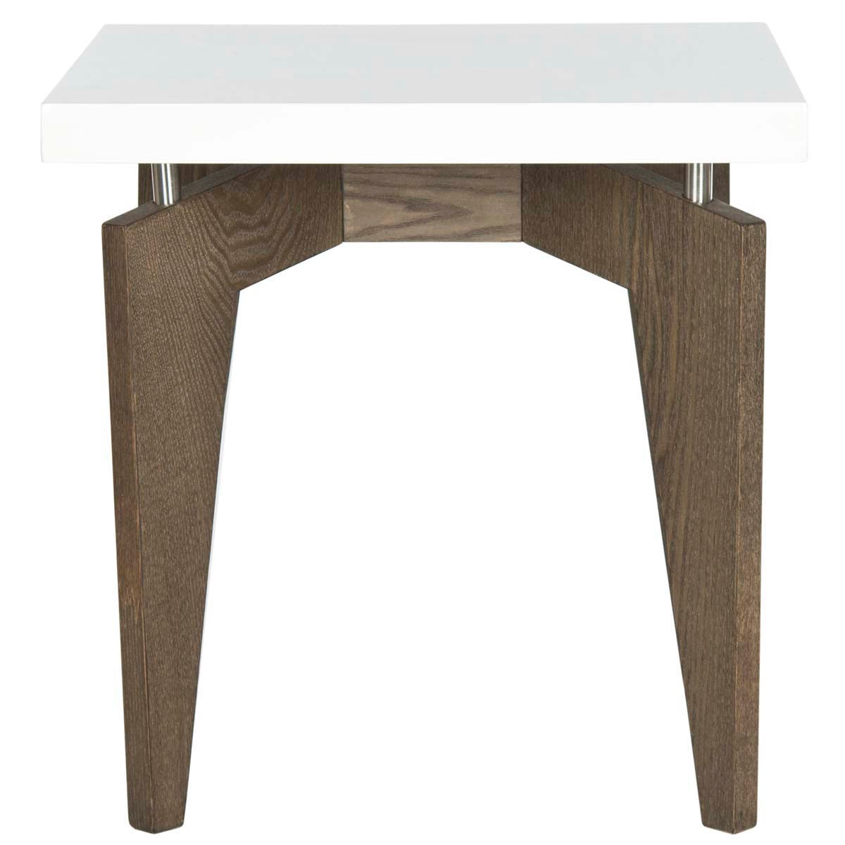 Safavieh Josef Retro Lacquer Floating Top Lacquer End Table , FOX4224 - White/Dark Brown
