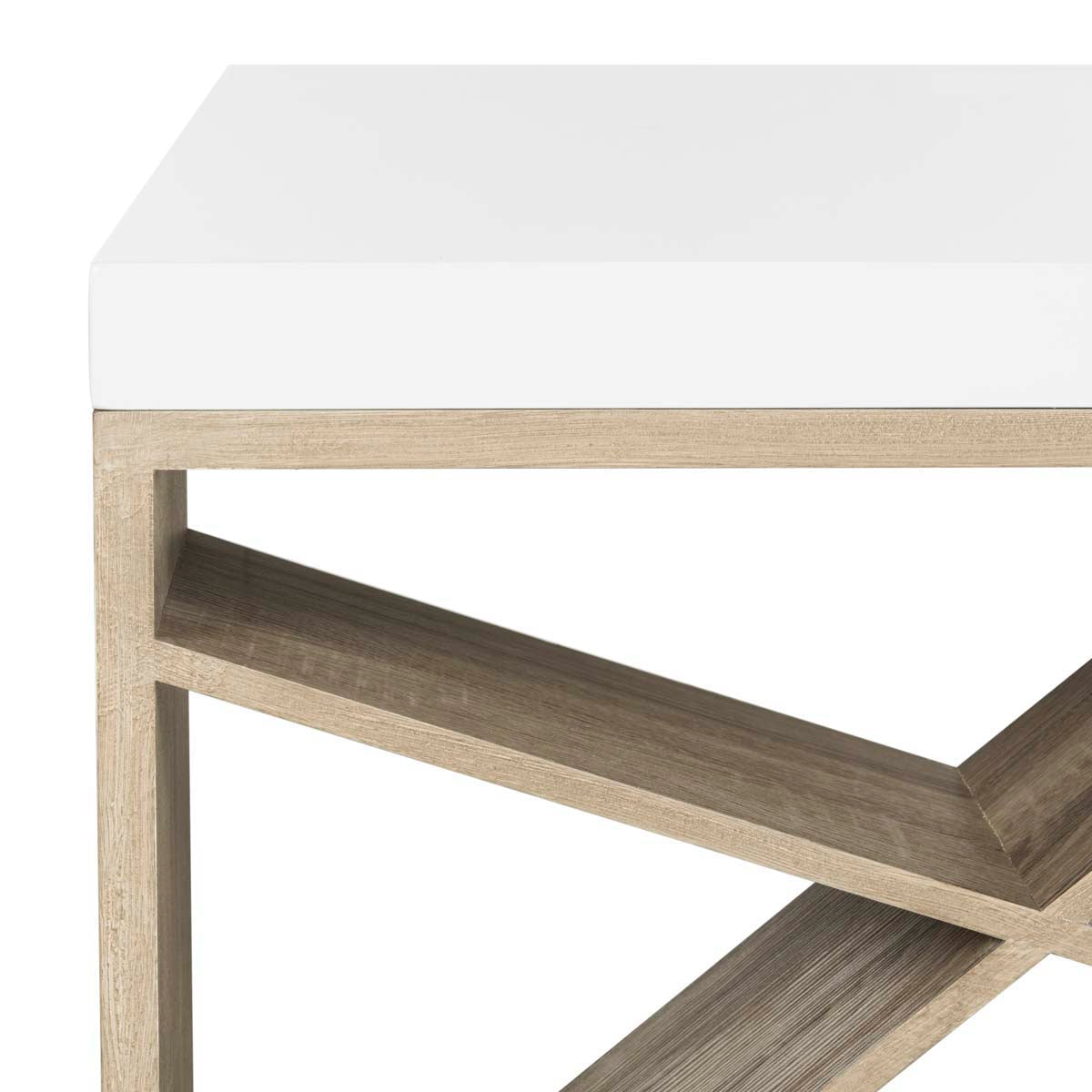Safavieh Carlton Modern Scandinavian Side Storage Lacquer Coffee Table , FOX4236 - White/Light Oak