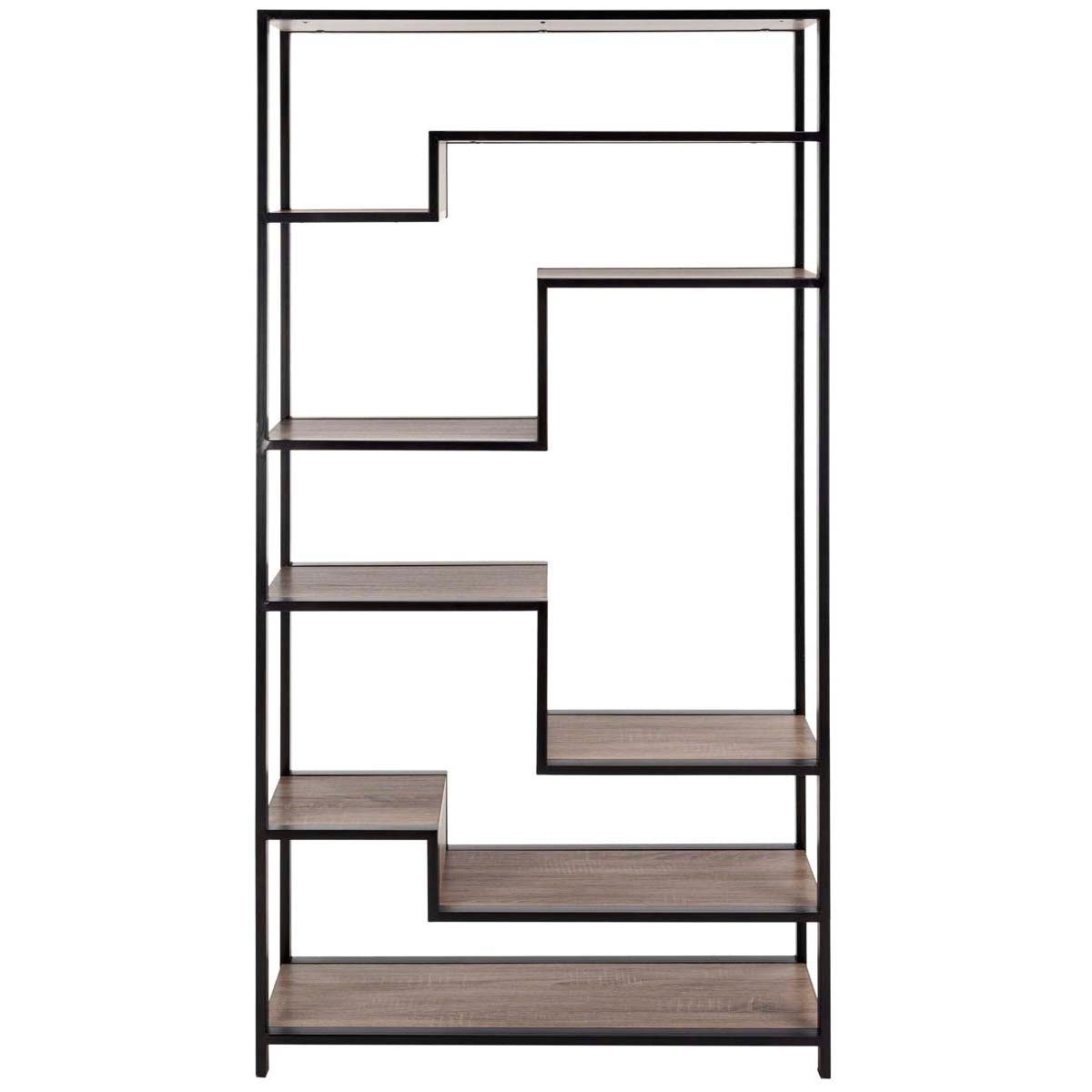 Safavieh Joanna Retro Mid Century Wood Etagere , FOX4281 - Light Brown/Black