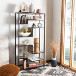 Safavieh Joanna Retro Mid Century Wood Etagere , FOX4281 - Light Brown/Black
