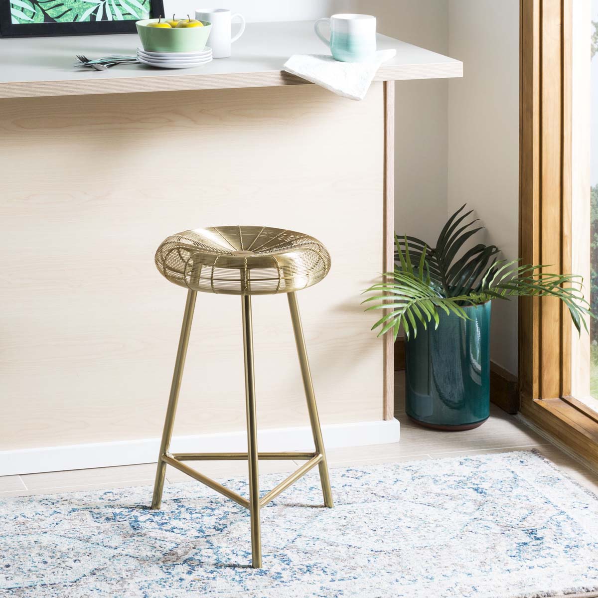 Safavieh Addison Wire Weaved Contemporary Counter Stool , FOX4517 - Gold
