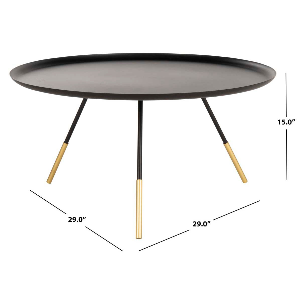Safavieh Orson Coffee Table W/ Metal Gold Cap , FOX4525 - Black/Gold