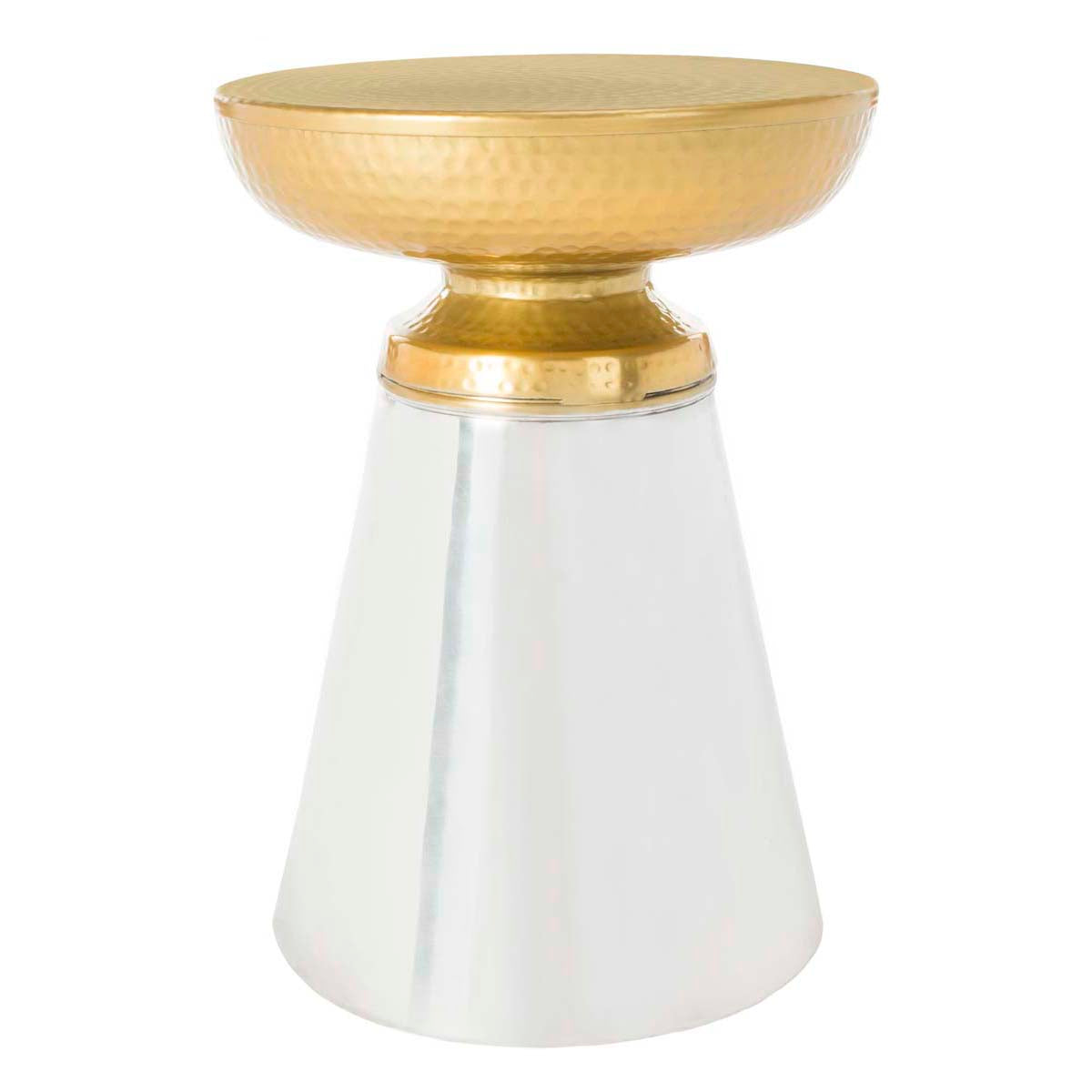 Safavieh Dov Drum Side Table , FOX4526 - Gold/Nickle