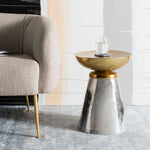 Safavieh Dov Drum Side Table , FOX4526 - Gold/Nickle