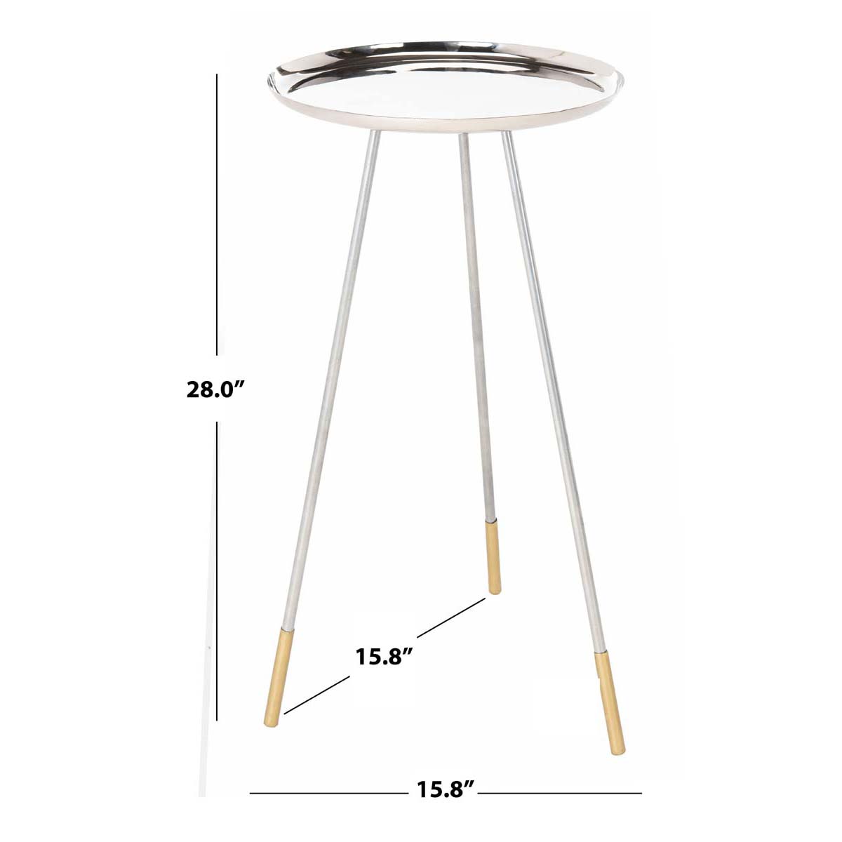 Safavieh Calix Tri Leg Contemporary Glam Side Table , FOX4527 - Silver/Gold
