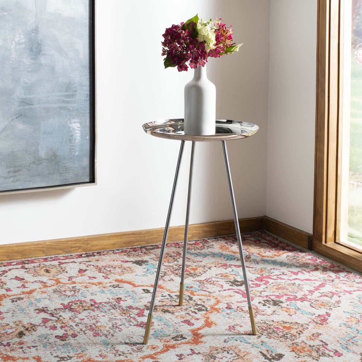 Safavieh Calix Tri Leg Contemporary Glam Side Table , FOX4527 - Silver/Gold