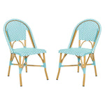 Safavieh Salcha Indoor Outdoor French Bistro Side Chair, FOX5210J - Teal / White / Light Brown
