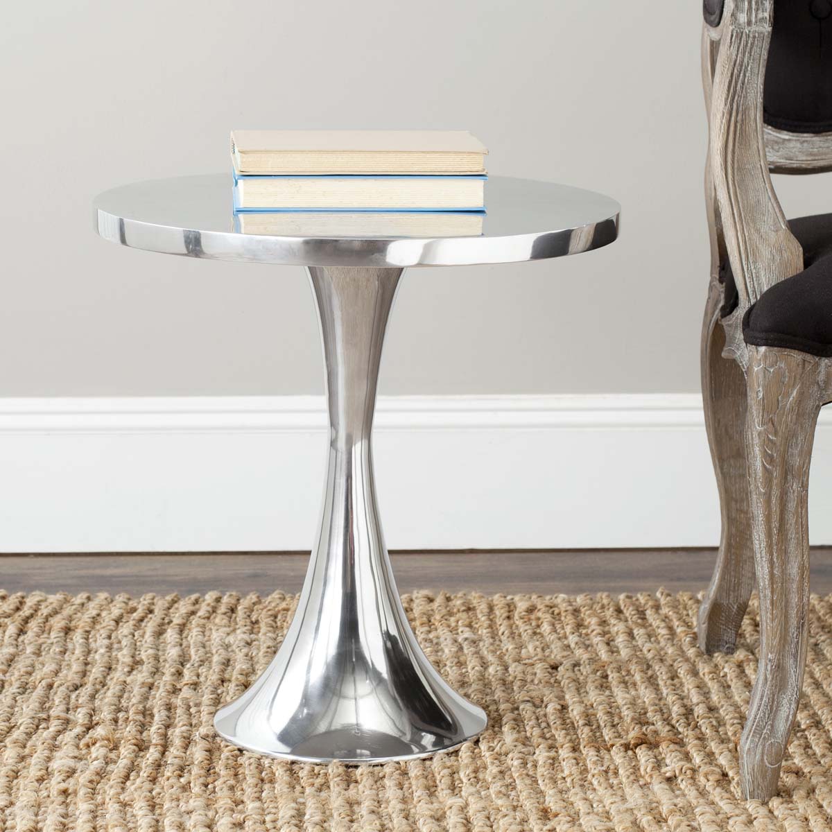 Safavieh Galium Aluminum Round Top Side Table , FOX5500 - Silver
