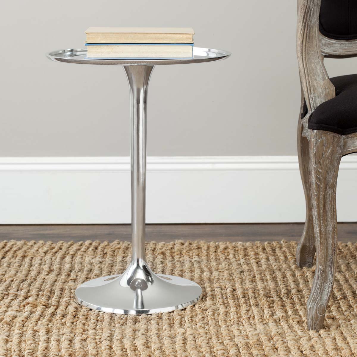 Safavieh Platina Round Top Sleek Table , FOX5510 - Silver