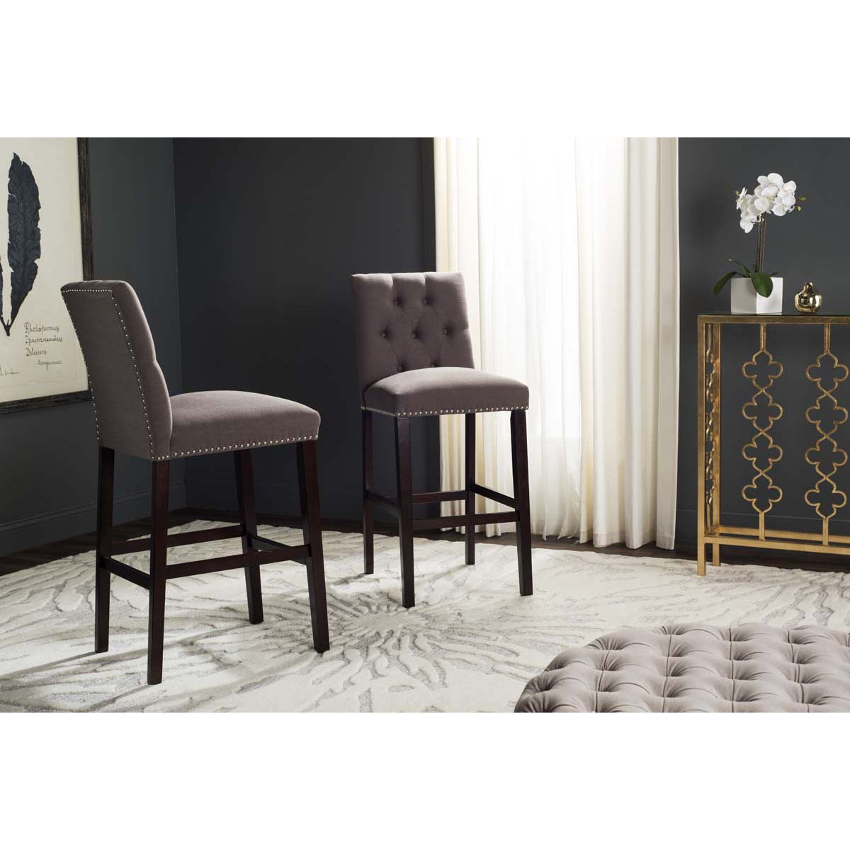 Safavieh Norah Bar Stool, FOX6210 - Dark Taupe