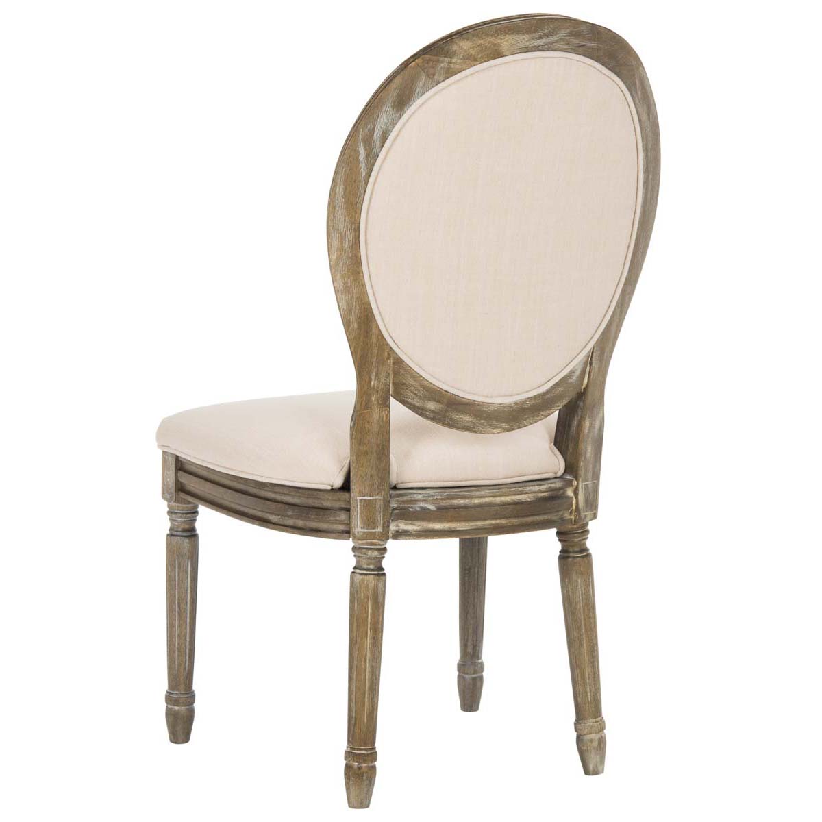 Safavieh Holloway Tufted Oval Side Chair, FOX6235 - Beige/Rustic Oak (Set of 2)