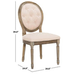 Safavieh Holloway Tufted Oval Side Chair, FOX6235 - Beige/Rustic Oak (Set of 2)